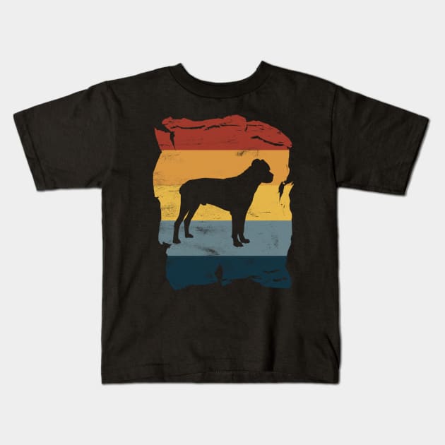 Cane Corso Distressed Vintage Retro Silhouette Kids T-Shirt by DoggyStyles